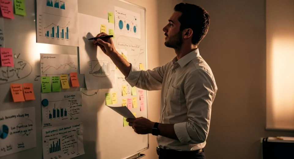 Empresário planejando estratégia de venda consultiva